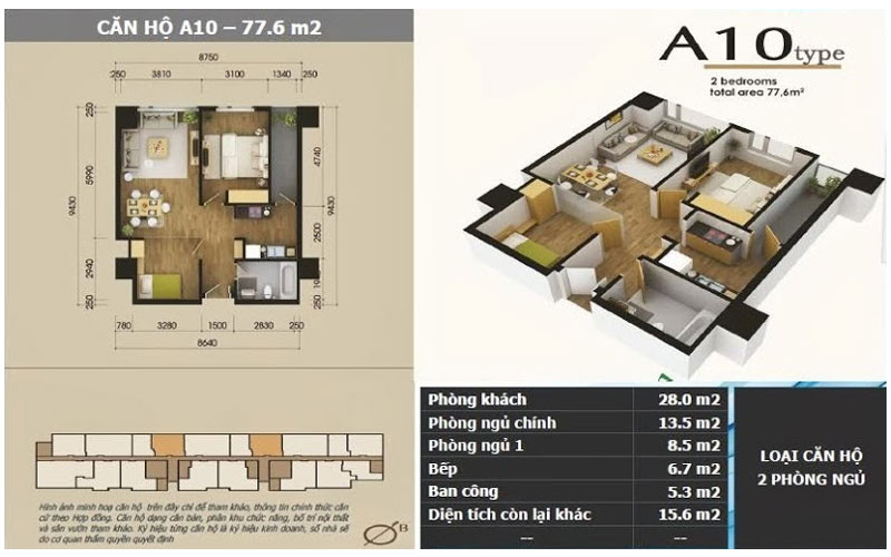 Mẫu thiết kế nội thất căn hộ chung cư Star City 77,6m2