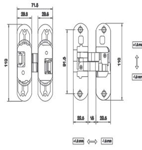 Bản lề âm điều chỉnh 3 chiều BLA-02.01.403