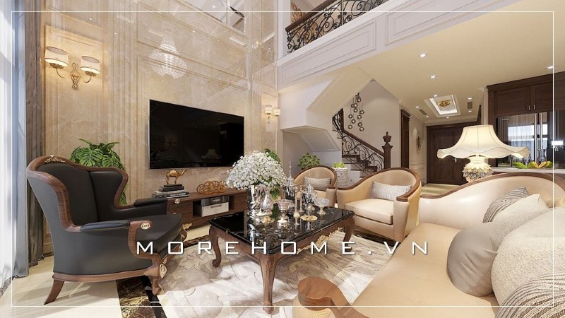 Nội thất phòng khách gỗ óc chó