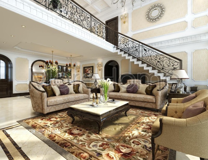 Nội thất phòng khách gỗ óc chó