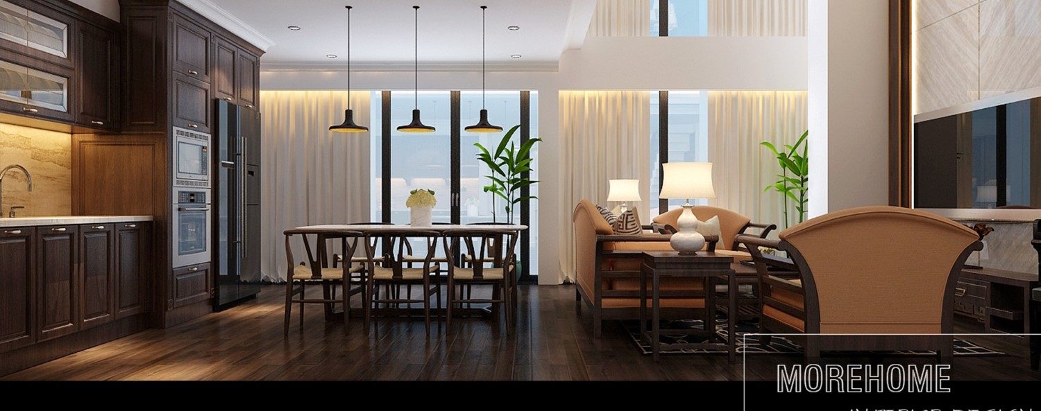 Thiết kế nội thất căn hộ chung cư DUPLEX Hà Đô phong cách Gỗ Việt sang trọng 