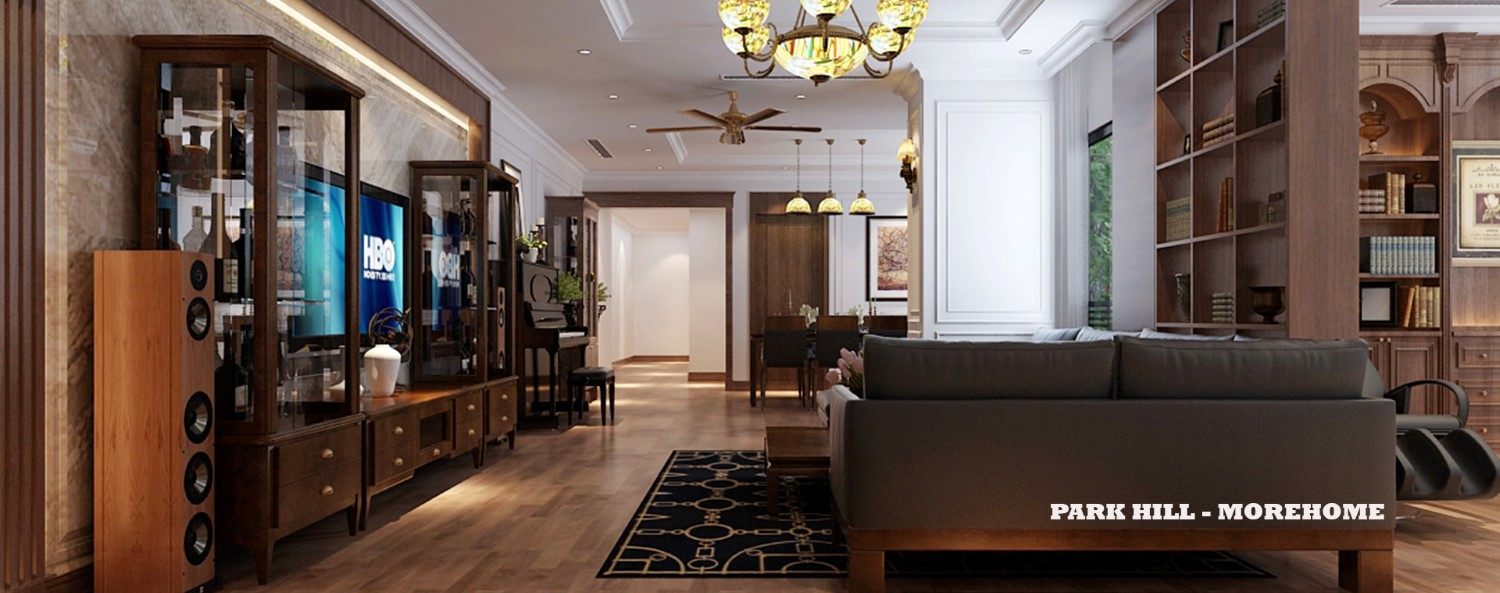 Mẫu thiết kế nội thất chung cư gỗ óc chó hiện đại tại Times City Park Hill - nhà Anh Sơn