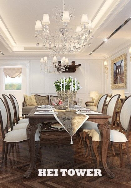  Thiết kế nội thất căn hộ chung cư gỗ óc chó tân cổ điển cao cấp tại HEI TOWER - Nhà chị Ngọc