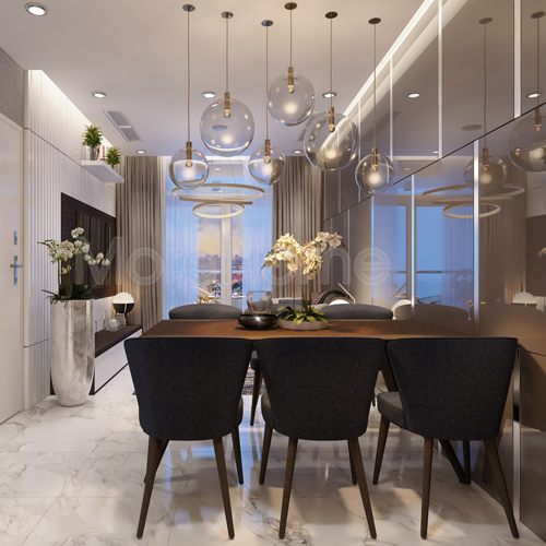 Bộ bàn ghế ăn bọc nỉ BA-07