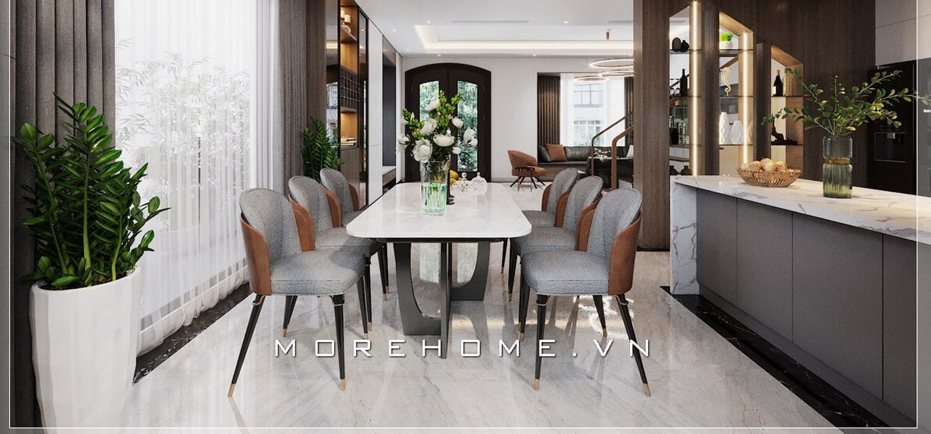 Bộ bàn ăn mặt đá cao cấp hiện đại, độc đáo cho gia đình