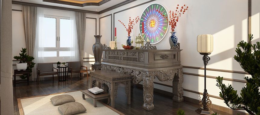 Mẫu bàn thờ đứng tại biệt thự Nha Trang - mẫu 25