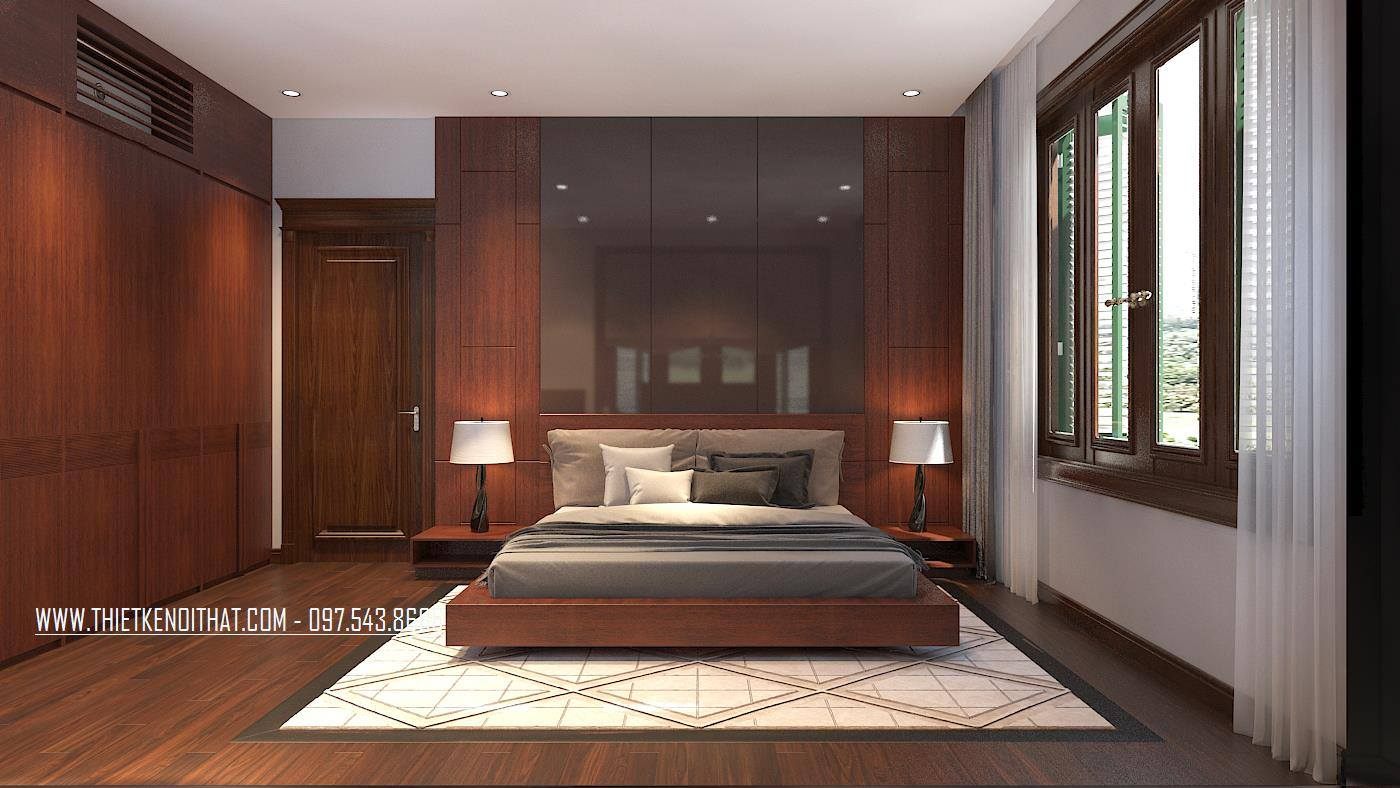 Thiết kế nội thất phòng ngủ biệt thự thành phố giao lưu