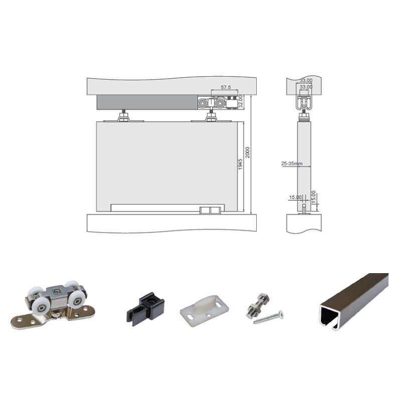 Bộ phụ kiện cửa trượt 80kg 10.80.150