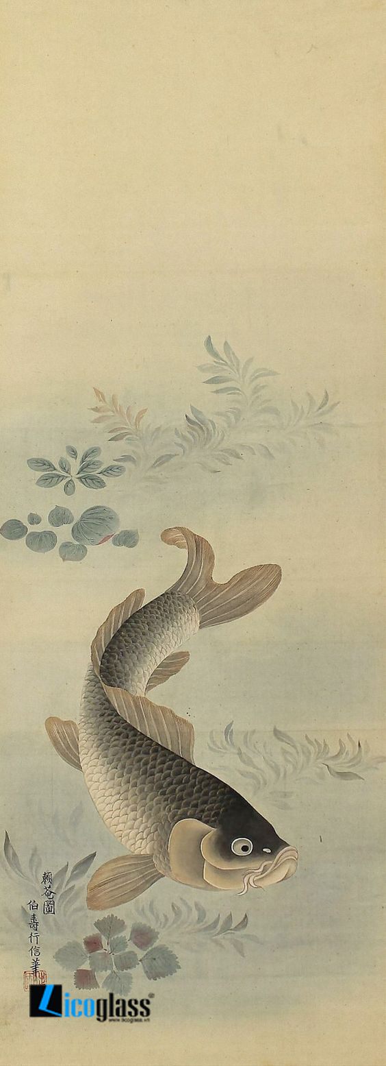 Tranh kính cá chép nghệ thuật - mẫu 16