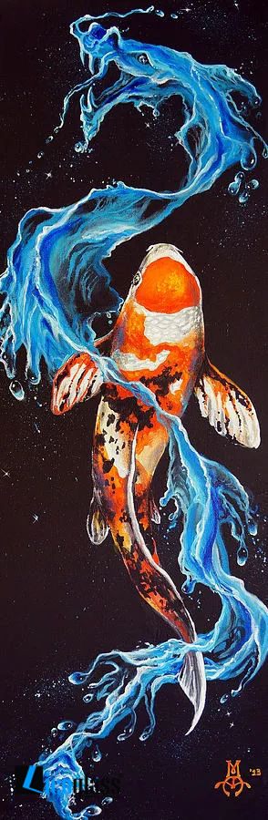 Tranh kính cá chép hóa rồng - mẫu 18