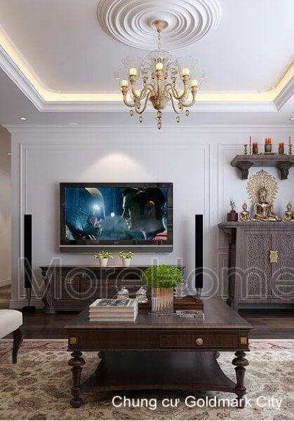 Thiết kế thi công nội thất căn hộ bằng gỗ óc chó tại chung cư Goldmark City - Chị Hạnh 