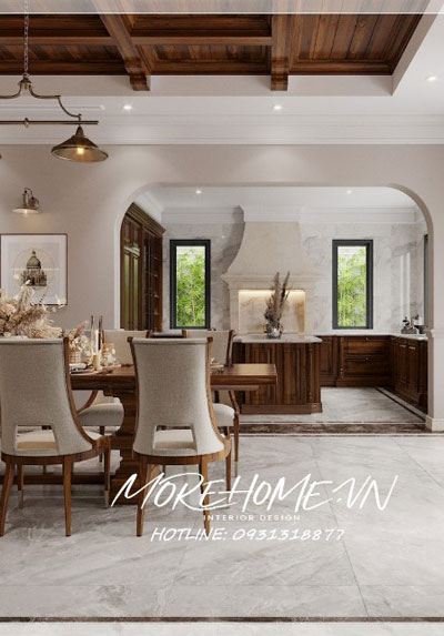  Thiết kế biệt thự vườn tại Nam An Khánh ấn tượng với nội thất gỗ óc chó sang trọng