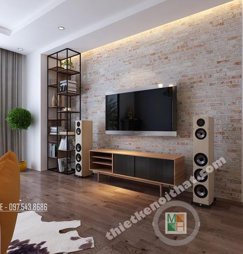 Giấy dán tường giả gạch phòng khách