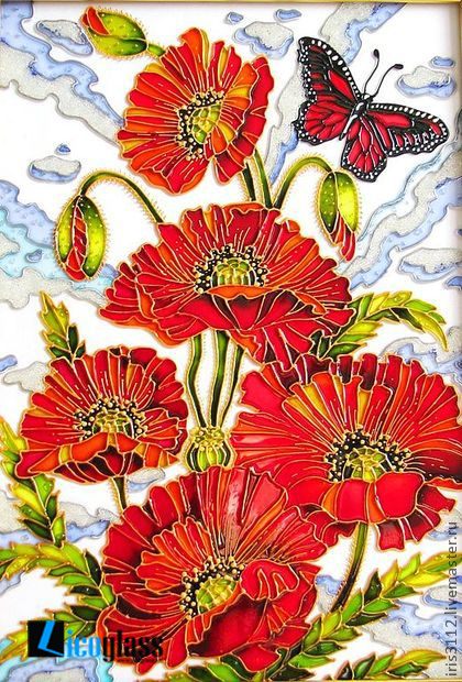 Tranh kính hoa đồng tiền - mẫu 24