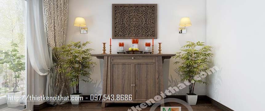 Tủ thờ Tổ Tiên gỗ tự nhiên - Mẫu 03