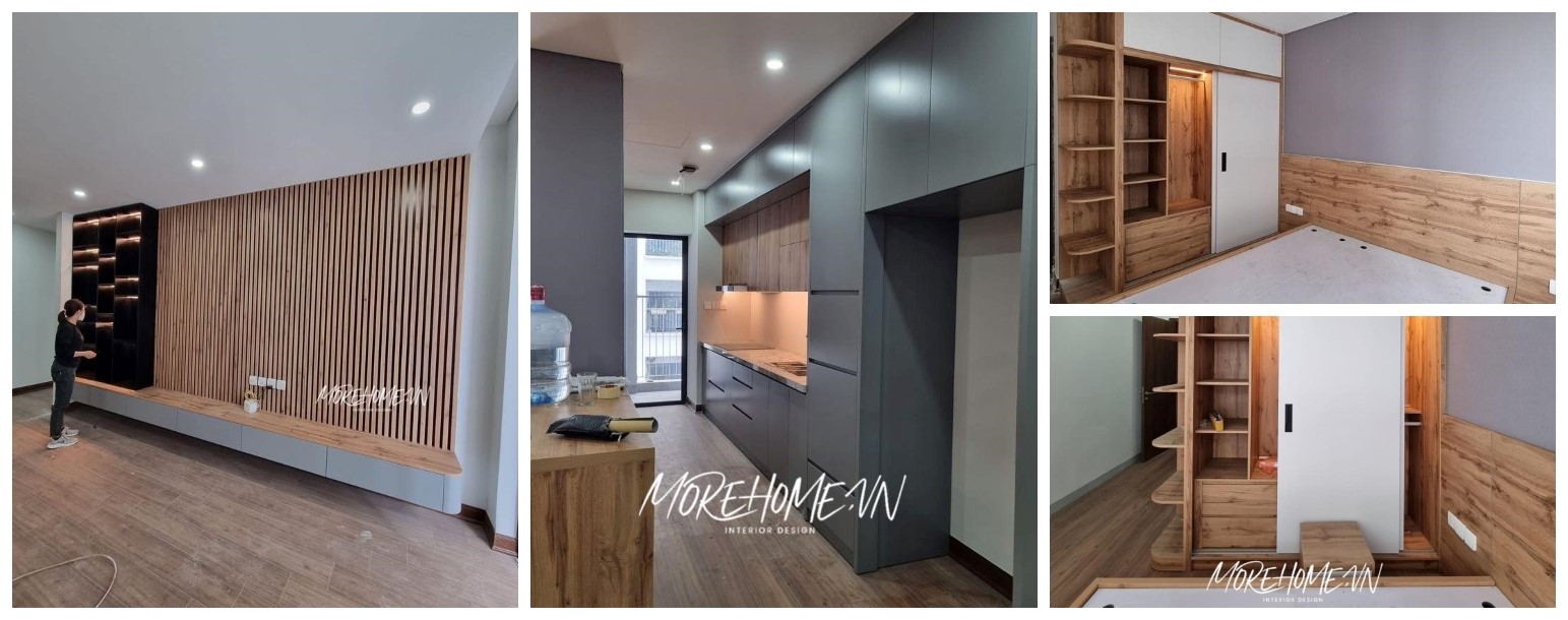 Thi công nội thất gỗ An Cường hiện đại tại căn hộ Ngoại Giao Đoàn Hà Nội