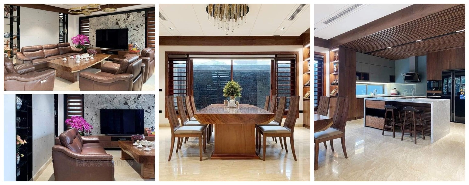 Thi công nội thất gỗ óc chó cao cấp, hiện đại tại biệt thự Hà Tĩnh