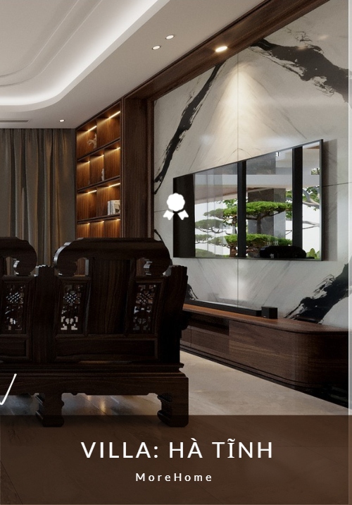  Thiết kế nội thất biệt thự Hà Tĩnh nổi bật gỗ óc chó sang trọng