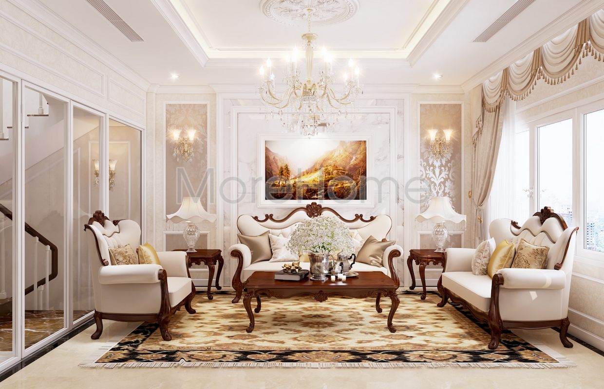 Thiết kế nội thất phòng khách biệt thự Tân bình