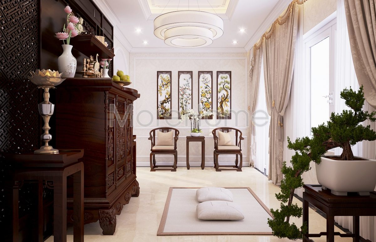 Thiết kế nội thất phòng thờ biệt thự tân cổ điển Tân bình