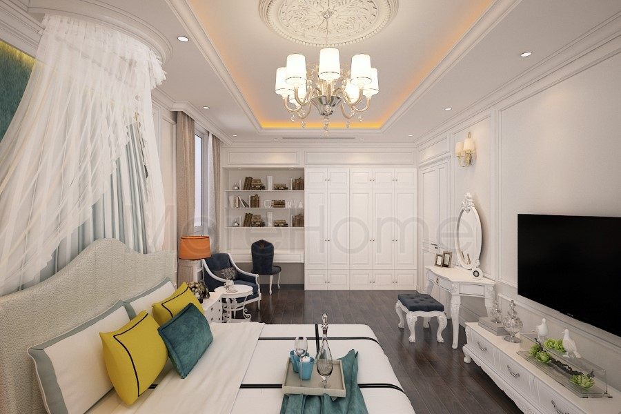 Thiết kế nội thất phòng ngủ biệt thự Nha Trang tân cổ điển