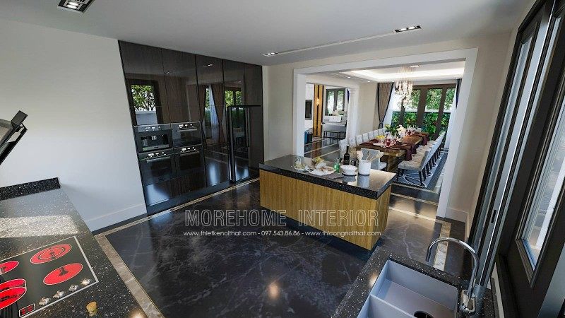 Thiết kế nội thất phòng bếp biệt thự luxury đằng hải hải an hải phòng