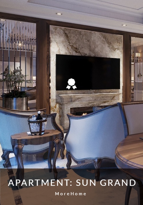 Thiết kế căn hộ Sun Grand ấn tượng với nội thất gỗ óc chó sang trọng