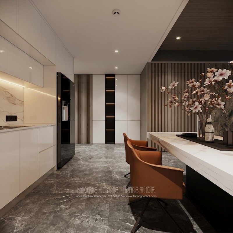 Thiết kế nội thất phòng ăn chung cư D'le roi soleil tân hoàng minh quảng an tây hồ