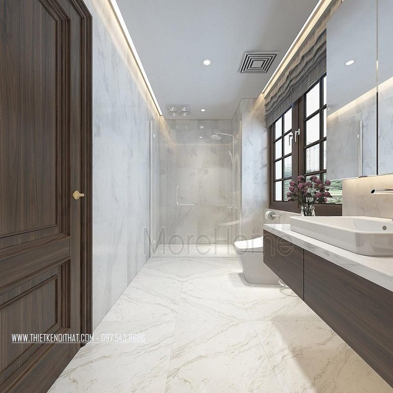 Thiết kế phòng tắm nhà vệ sinh nhà lô phố maison du park phạm văn đồng