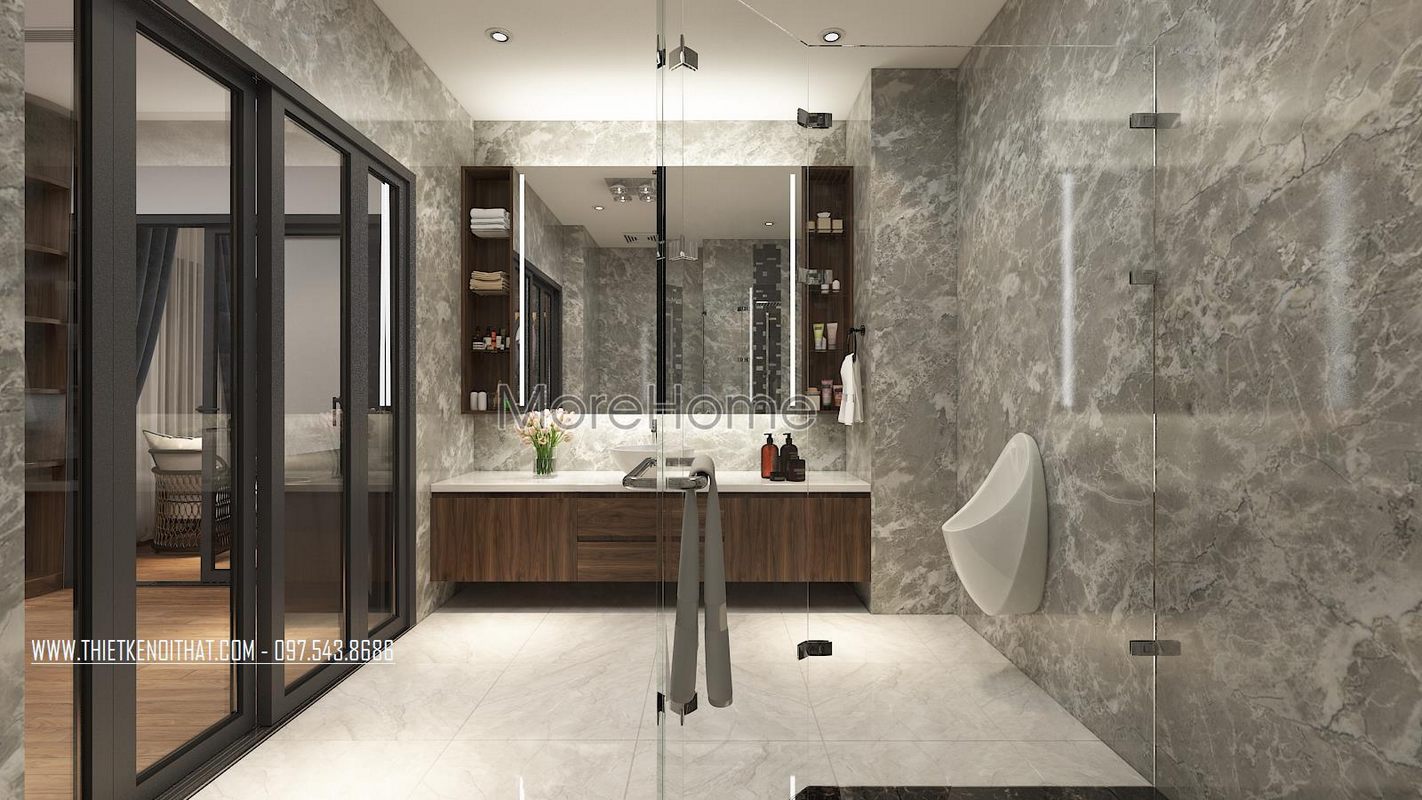 Thiết kế nhà tắm phòng vệ sinh nhà lô phố maison du park phạm văn đồng