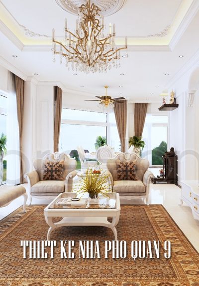 Thiết kế nội thất nhà phố quận 9 phong cách tân cổ điển Pháp sang trọng.