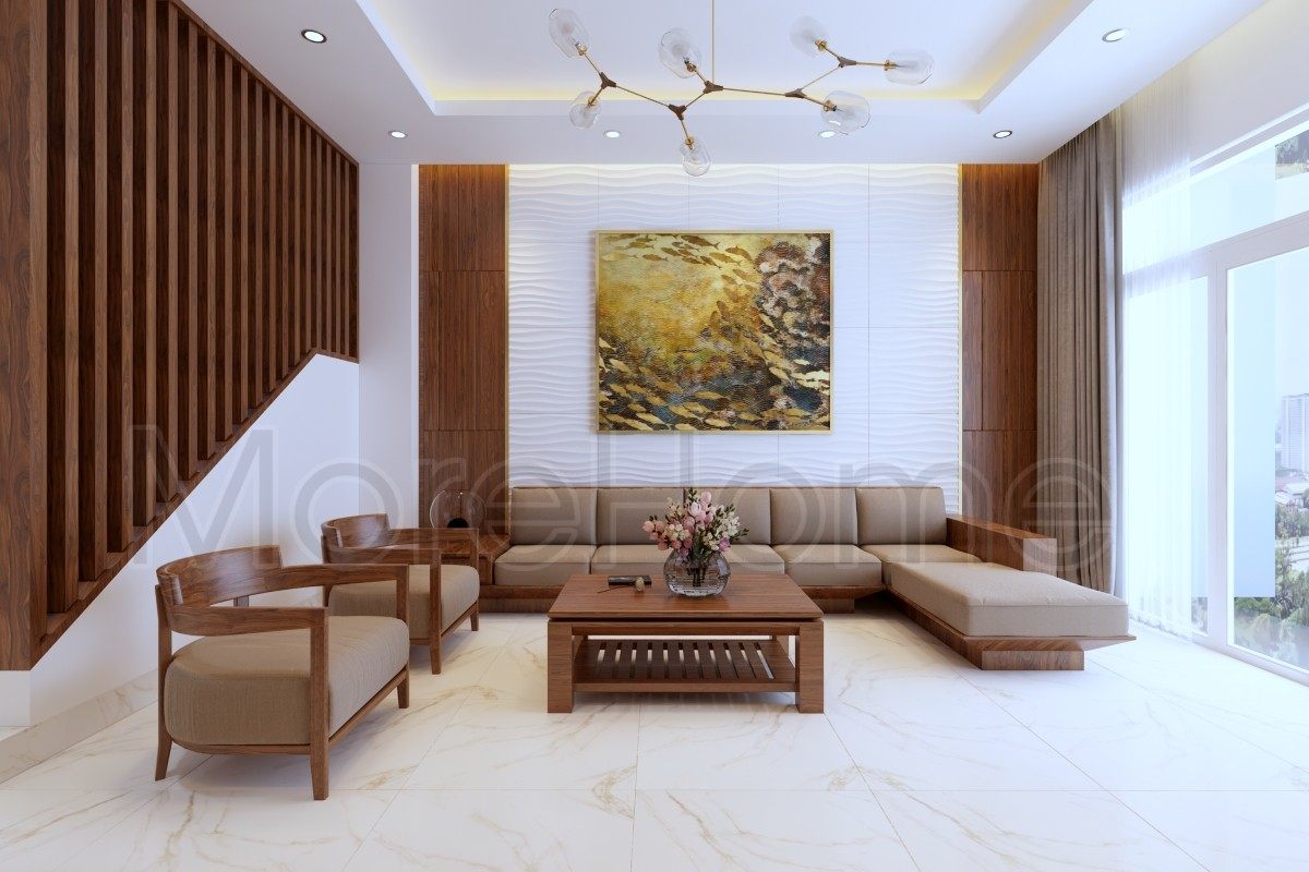 Thiết kế nội thất nhà phố hiện đại ấn tượng nội thất gỗ óc chó đẹp tại Thủ Đức Tp. Hồ Chí Minh