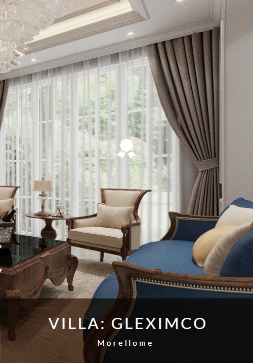  Thiết kế nội thất biệt thự Gleximco gỗ óc chó tân cổ điển đẹp, sang trọng