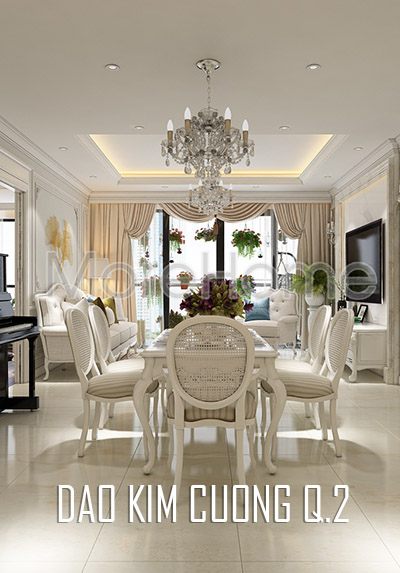 Thiết kế nội thất căn hộ phong cách tân cổ điển Đảo Kim Cương Quận 2 