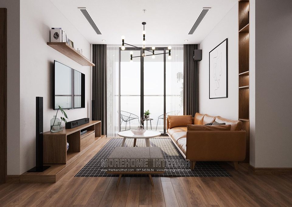 Thiết kế nội thất phòng khách chung cư Vinhomes skylake phạm hùng