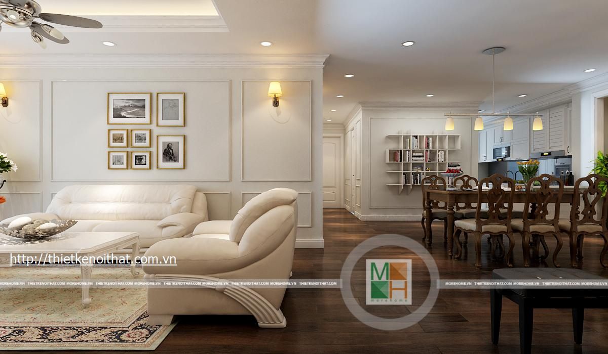 Thiết kế nội thất chung cư tân cổ điển Mandarin Garden - Anh Tuấn