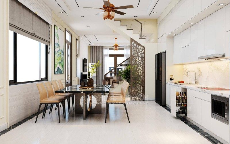 Thiết kế nội thất phòng ăn nhà lô sở dầu hồng bàng hải phòng