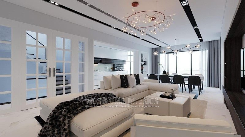 Thiết kế nội thất phòng khách nhà phố trần bình