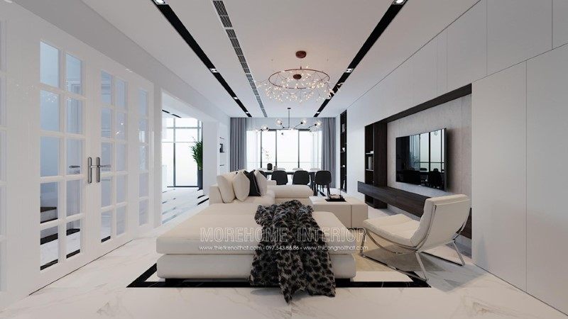 Thiết kế nội thất phòng khách nhà phố trần bình