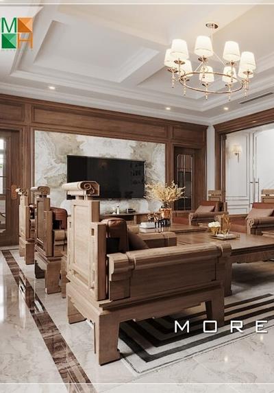 Thiết kế nội thất biệt thự gỗ óc chó cao cấp tại Hưng Yên - Nhà An Dũng