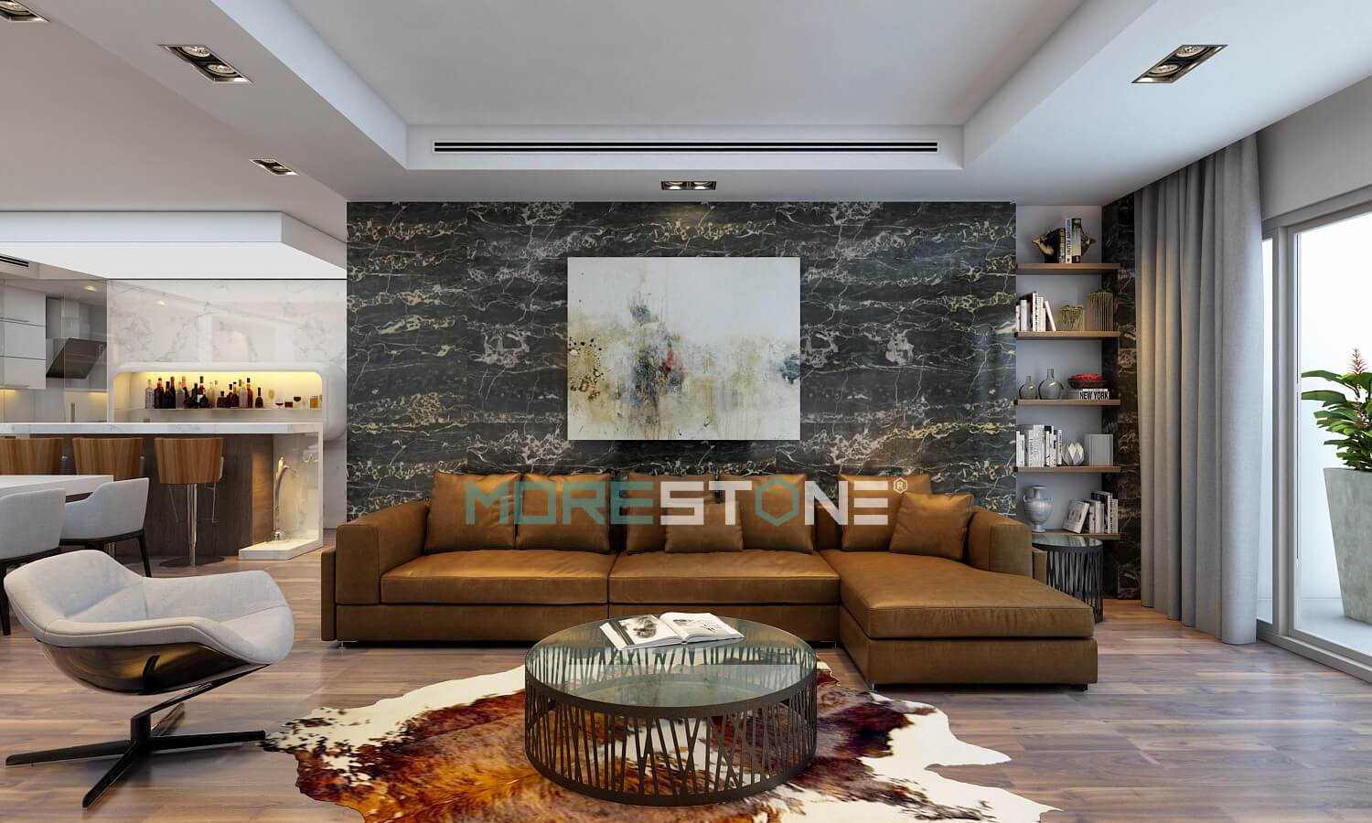 Đá tự nhiên ốp tường màu đen có vân điểm nhấn cho căn phòng của bạn