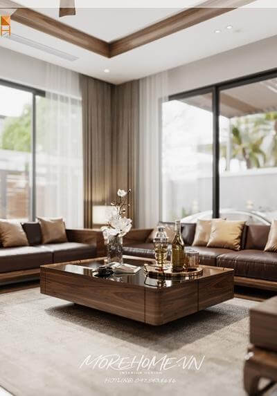  Thiết kế nội thất biệt thự phố hiện đại, gỗ óc chó sang trọng tại Gleximco Hà Nội - Anh Quang