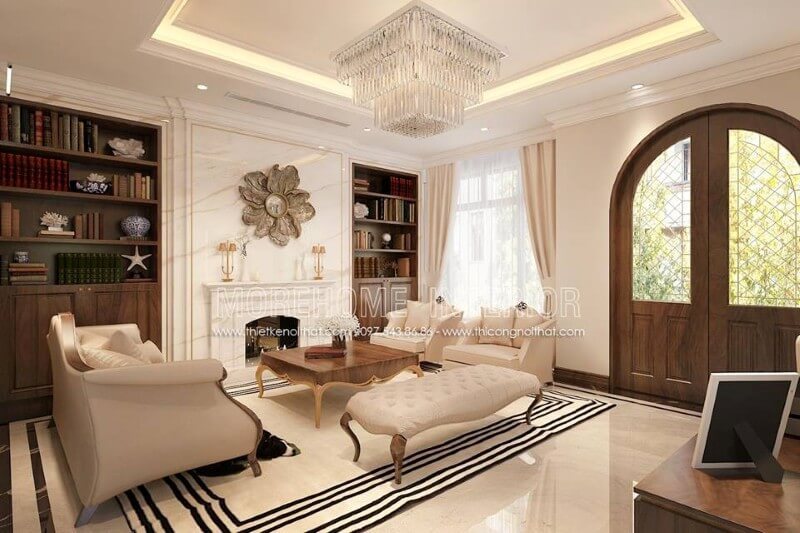 Trang trí nội thất phòng khách biệt thự cao cấp phong cách tân cổ điển sang trọng Gợi ý các mẫu thiết kế phòng khách tân cổ điển đẹp