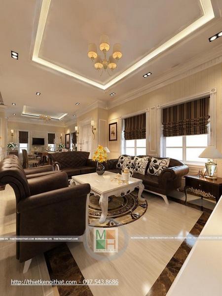 Thiết kế nội thất phòng khách phong cách tân cổ điển sang trọng, đẳng cấp Gợi ý các mẫu thiết kế phòng khách tân cổ điển đẹp