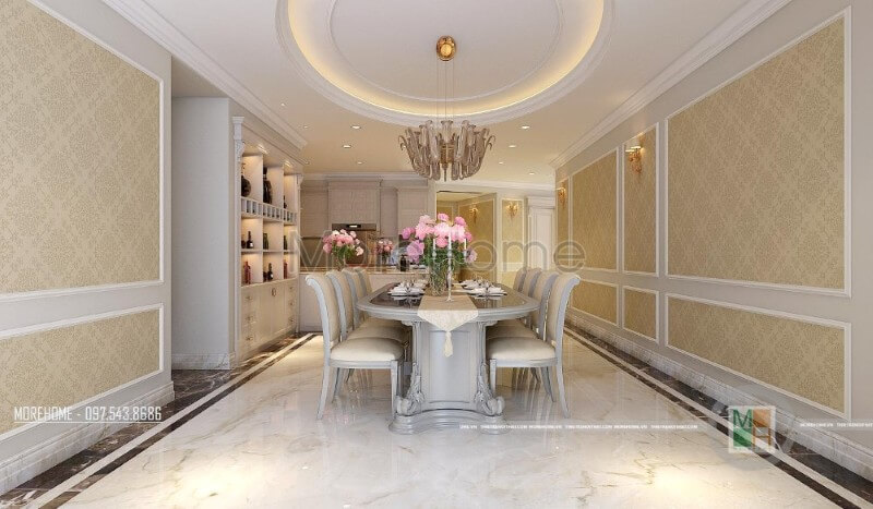 Thiết kế nội thất phòng ăn tân cổ điển