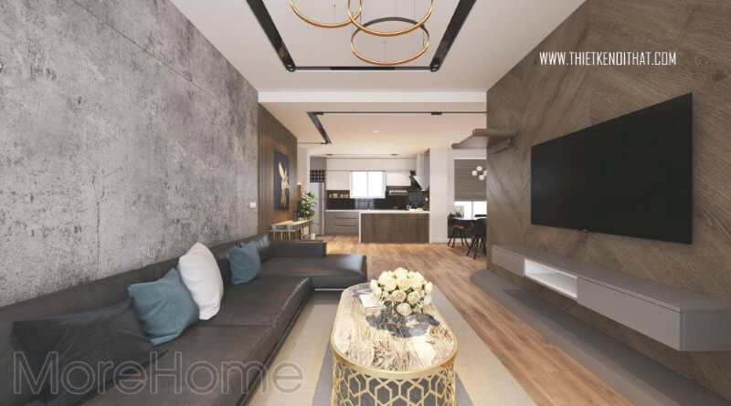 Thiết kế nội thất phòng khách với gam màu tối sang trọng và hiện đại Thiết kế phòng khách chung cư hiện đại