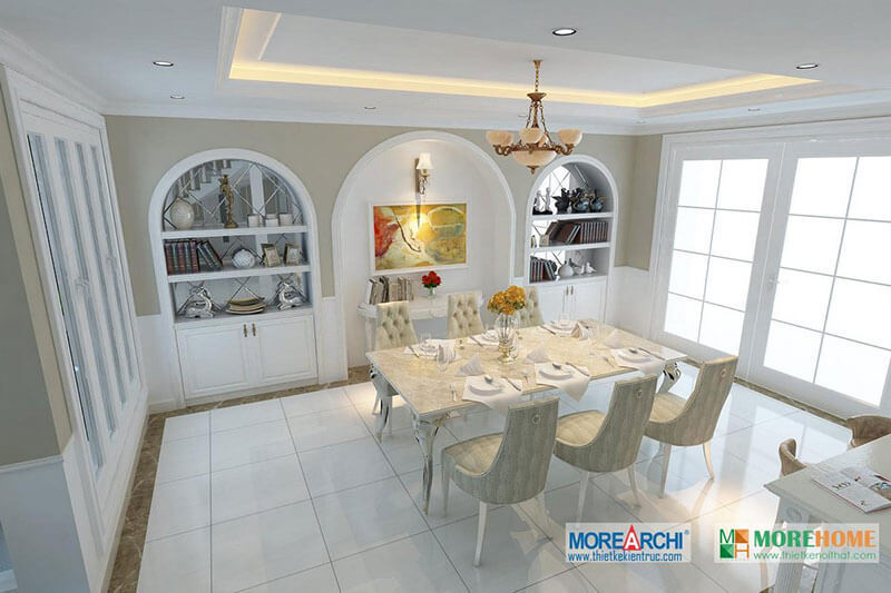 Thiết kế nội thất phòng ăn tân cổ điển