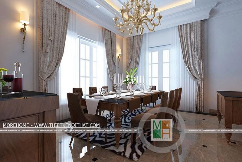 Thiết kế nội thất phòng ăn tân cổ điển