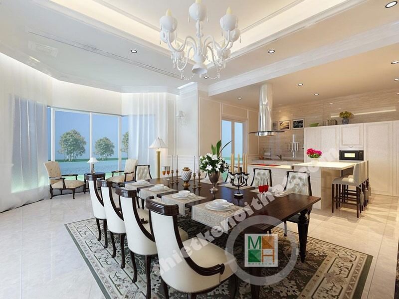 Thiết kế nội thất phòng ăn tân cổ điển