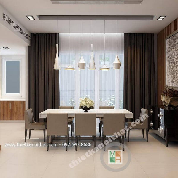 Thiết kế nội thất phòng ăn tân cổ điển